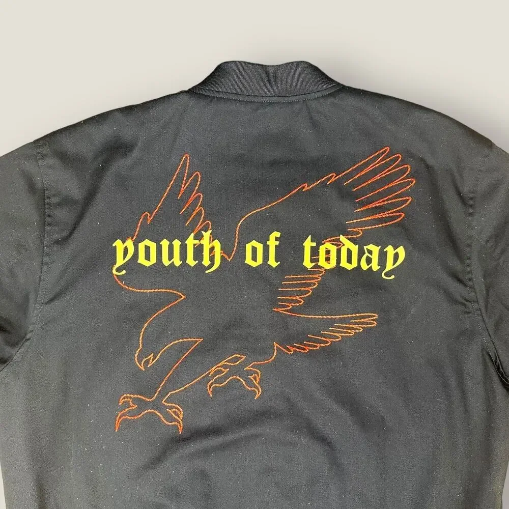 Forever 21 Men’s Youth of Today Black Bomber Jacket - Graphic Print, Size Large
